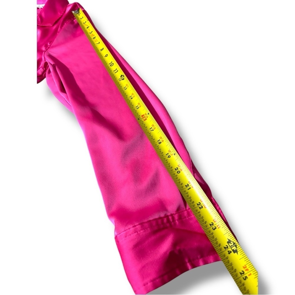 Blue Blossom Bright Pink Relaxed Button Down Shirt Long Cuffed Sleeve and Collar - Picture 11 of 14